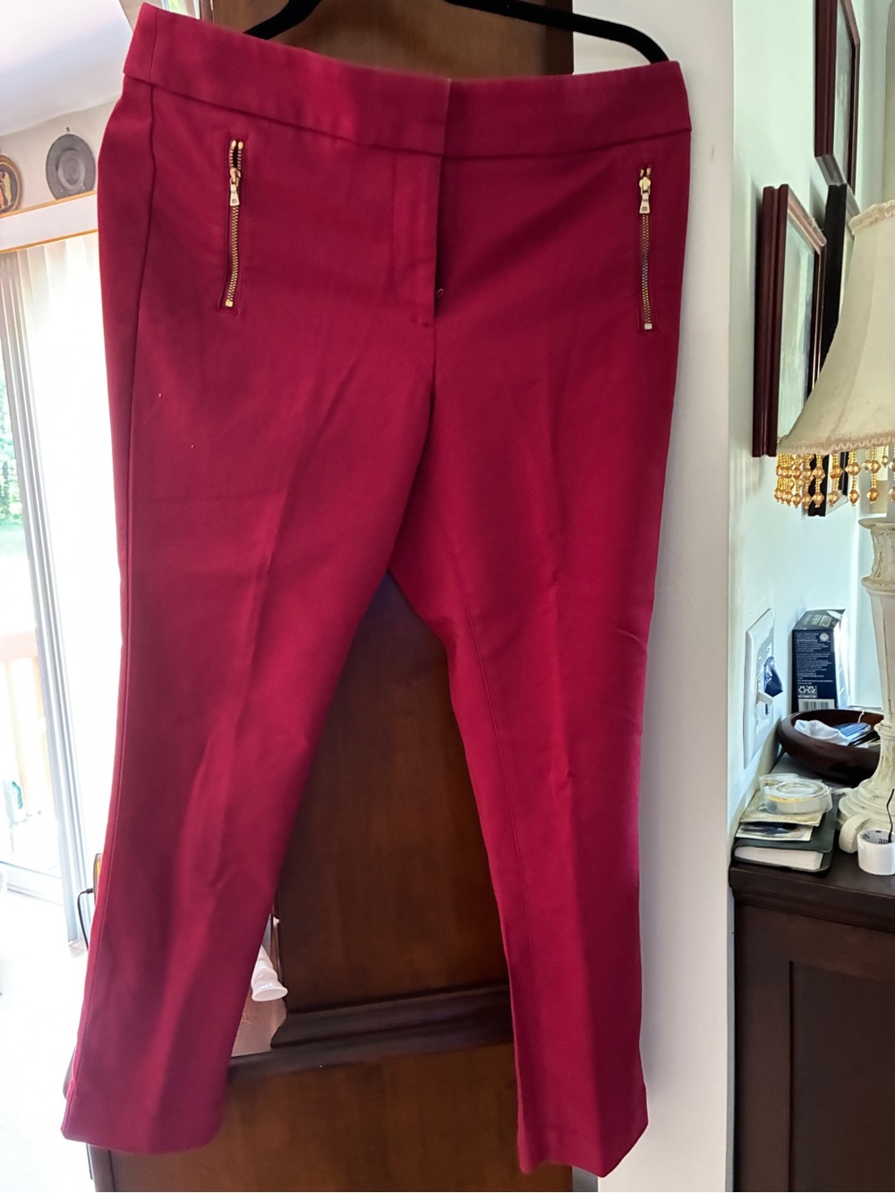 LOFT Deep red/maroon Straight-Leg Pants